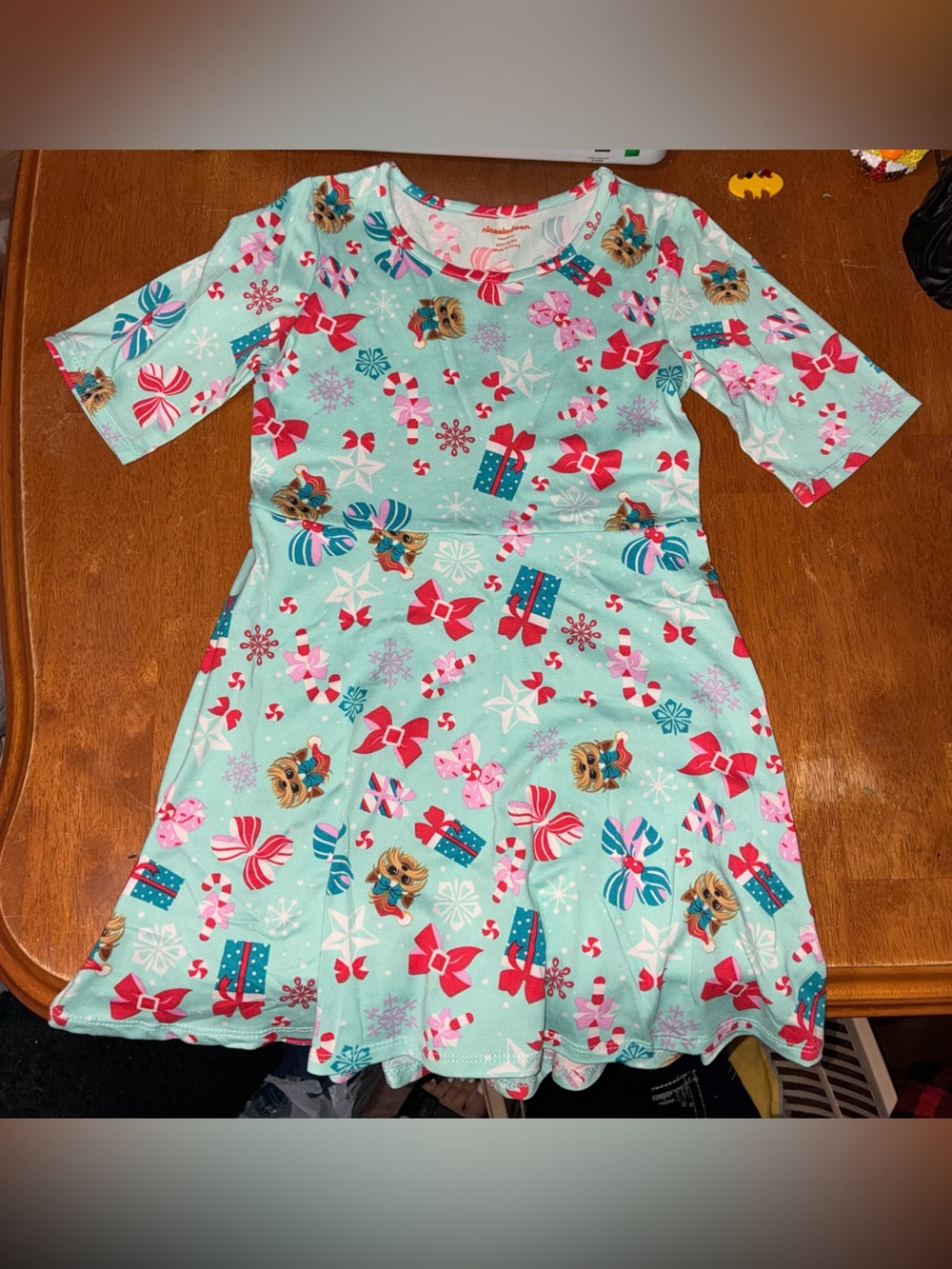 Nickelodeon Mint Green Holiday Print Twirl Dress